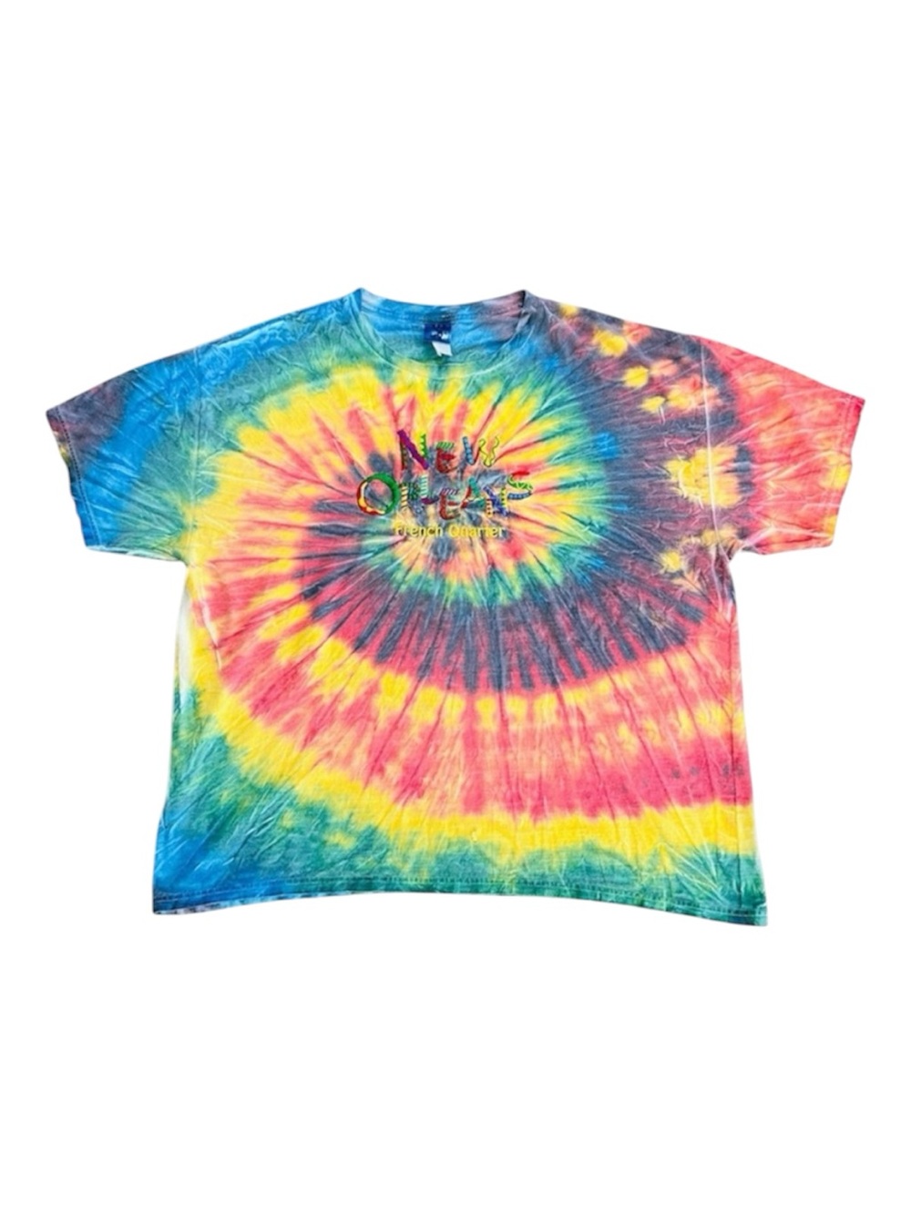90’s New Orleans French Quarter Embroidered Tie-Dye Tourist T-Shirt size XXL